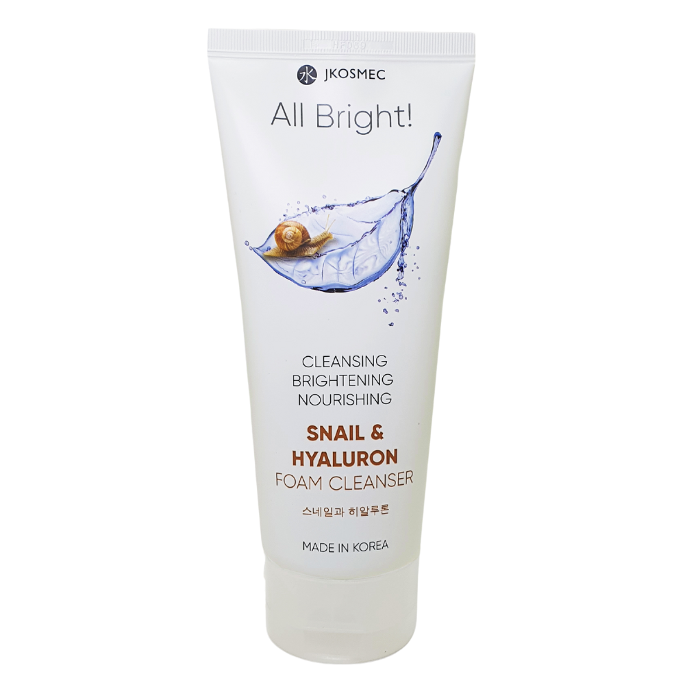 Jkosmec ALL BRIGHT valomosios veido putos su sraigių sekretu ir hialurono rūgštimi, 180ml (Trumpas galiojimas)