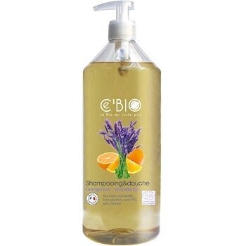 C'BIO dušo ir plaukų šampūnas 2 in 1 su apelsinų ir levandų aliejais, 1l