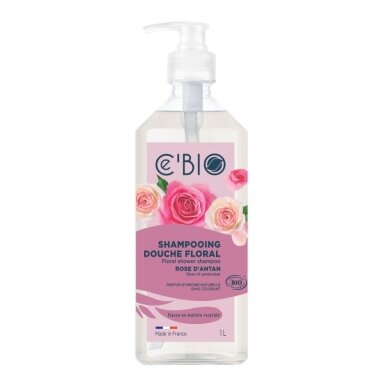 Ce'BIO dušo ir plaukų šampūnas 2in1 rožių aromato, 1l Ce'BIO dušo ir plaukų šampūnas 2in1 rožių aromato, 1l