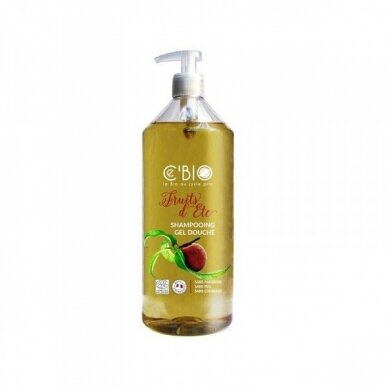 C'BIO dušo ir plaukų šampūnas 2in1 persikų ir abrikosų aromato, 1l