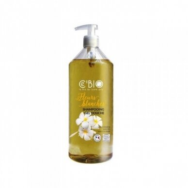 C'BIO dušo ir plaukų šampūnas 2in1 baltųjų gėlių aromato, 1l