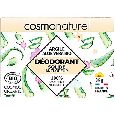 Cosmo Naturel kietasis dezodorantas su moliu ir alavijų ekstraktu, 36gr Cosmo Naturel kietasis dezodorantas su moliu ir alavijų ekstraktu, 36gr
