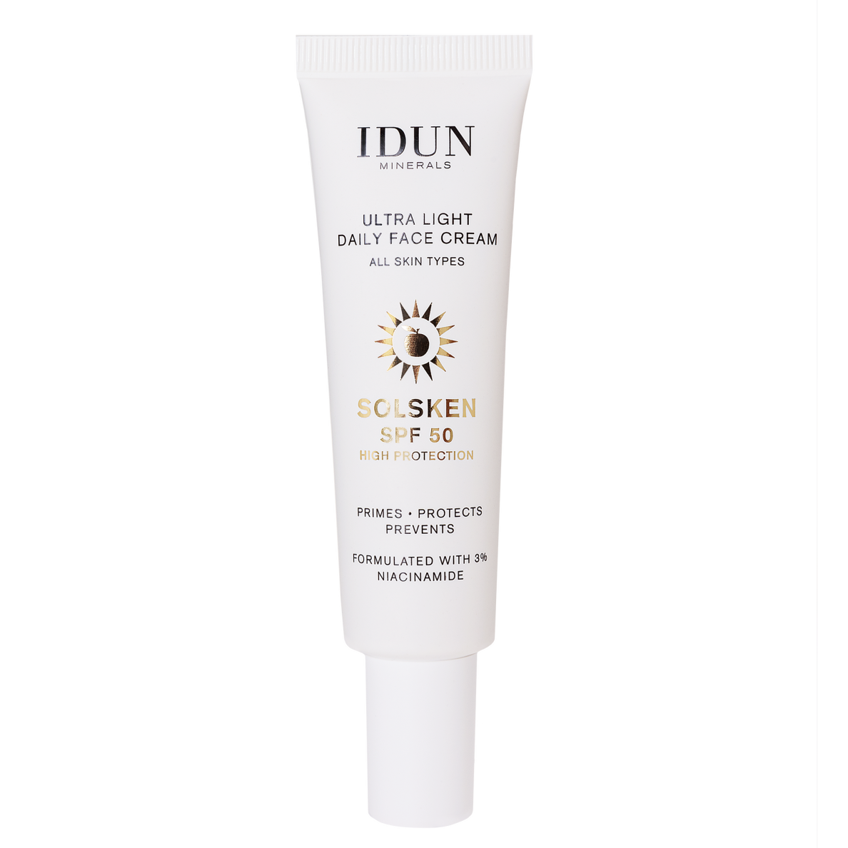 IDUN Minerals īpaši viegls dienas sejas krēms ar niacinamīdu, visiem ādas tipiem, SPF 50, 30 ml IDUN Minerals īpaši viegls dienas sejas krēms ar niacinamīdu, visiem ādas tipiem, SPF 50, 30 ml