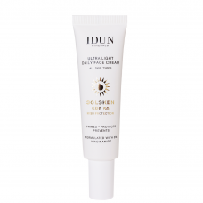 IDUN Minerals ypač lengvas dieninis veido kremas su niacinamidu, visų tipų odai, SPF 50, 30 ml