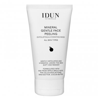 IDUN Minerals šveičiamoji veido kaukė su AHA ir PHA rūgštimis, visiems odos tipams, 75 ml