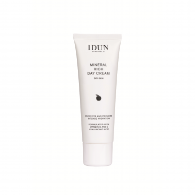 IDUN Minerals moisturizing day face cream with hyaluronic acid and vitamins C and E for dry skin, 50 ml