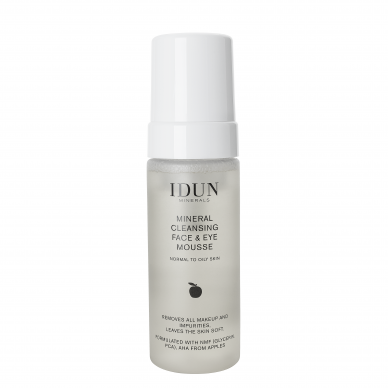 IDUN Minerals attīrošas putas ar glicerīnu un ābolu AHA skābēm sejai un acīm, 150 ml