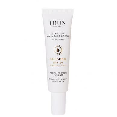 IDUN Minerals Extra Light Day Face Cream with Niacinamide, All Skin Types, SPF 50, 30ml