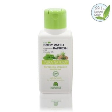 Natura House tonizuojamasis kūno prausiklis/dušo želė su pipirmėčių, pušų eteriniais aliejais, 500ml Natura House tonizuojamasis kūno prausiklis/dušo želė su pipirmėčių, pušų eteriniais aliejais, 500ml