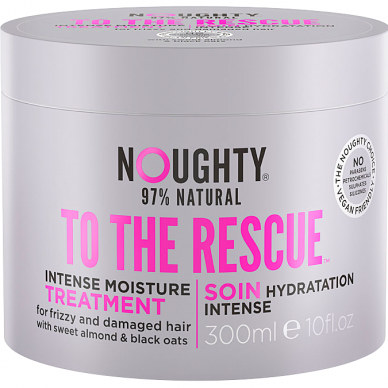 Noughty To The Rescue intensyviai drėkinanti kaukė sausiems, pažeistiems plaukams su saldžiųjų migdolų aliejumi ir juodųjų avižų ekstraktais, 300 ml