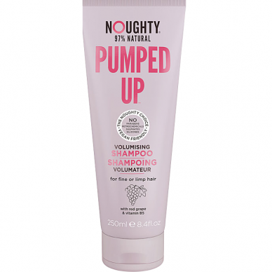 Noughty Pumped Up plaukų apimtį didinantis šampūnas ploniems suglebusiems plaukams su raudonųjų vynuogių ekstraktais ir vitaminu B5, 250 ml