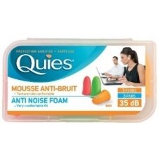 QUIES protective ear plugs made of polyurethane foam, bright colors, 3 pairs