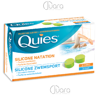 QUIES silicone waterproof earplugs for adults, 3 pairs
