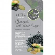Victoria Beauty double effect exfoliating face mask with charcoal and black sugar, 2x7ml