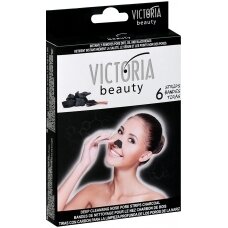 Victoria Beauty giliai valančios nosies porų juostelės su anglimi, 6 vnt