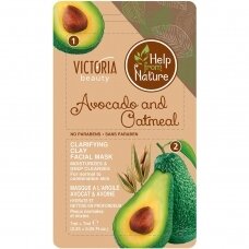 Victoria Beauty clarifying face mask with clay, avocados, oatmeal, 2x7ml (Short validity)