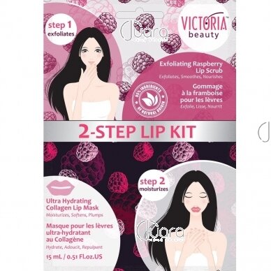 Victoria Beauty 2 soļu komplekts lūpām - lūpu skrubis + lūpu maska, 1gab  (Īss derīguma termiņš)