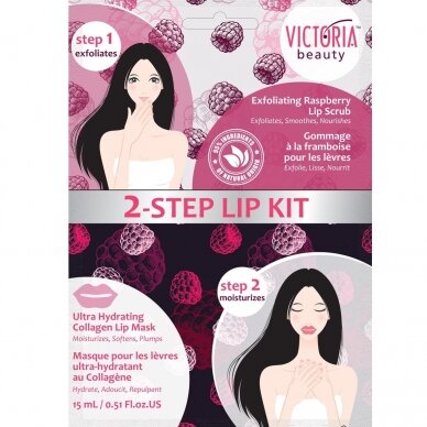 Victoria Beauty 2 žingsnių rinkinys lūpoms – lūpų šveitimas + lūpų kaukė, 1vnt