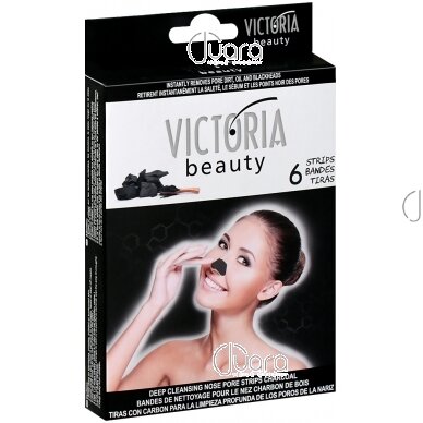 Victoria Beauty giliai valančios nosies porų juostelės su anglimi, 6 vnt