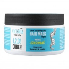 Victoria Beauty 1,2,3! Curls! Maska cirtainiem un viļņainiem matiem ar organisko kokosriekstu eļļu, trīs veidu proteīniem un vīģes ekstraktu, 250ml