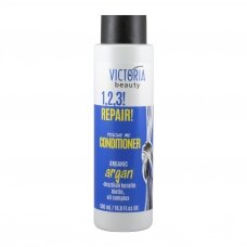 Victoria Beauty 1,2,3! Repair!  Kondicionieris bojātiem matiem ar organisko argana eļļu, Brazīlijas keratīnu un biotīnu, 500ml