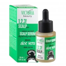 Victoria Beauty 1,2,3! Galvas ādas kopšana! Serums problemātiskas galvas ādas kopšanai ar organisko alvejas ekstraktu, biotīnu un tējas koka eļļu, 30ml