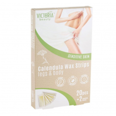 Victoria Beauty Восковые полоски для депиляции ног и тела с экстрактом календулы, для чувствительной кожи, 20 шт.