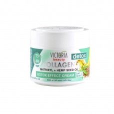 Victoria Beauty Detox drėkinamasis veido kremas botokso efekto su Matrixyl kompleksu, hialurono rūgštimi, kanapių sėklų aliejumi, UVA ir UVB, 50ml