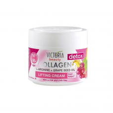 Victoria Beauty Detox drėkinamasis veido kremas liftingo efekto, su L-argininu, hialurono rūgštimi, vynuogių sėklų aliejumi, UVA ir UVB, 40ml