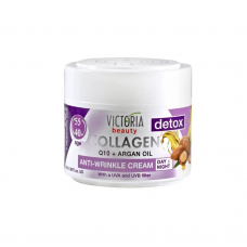Victoria Beauty Detox drėkinamasis veido kremas nuo raukšlių su Q10, hialurono rūgštimi, arganų aliejumi, UVA ir UVB, 50ml