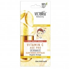 Victoria Beauty SOS lokšņu sejas maska ​​ar C vitamīnu un apelsīnu ekstraktu 1gab (20ml)