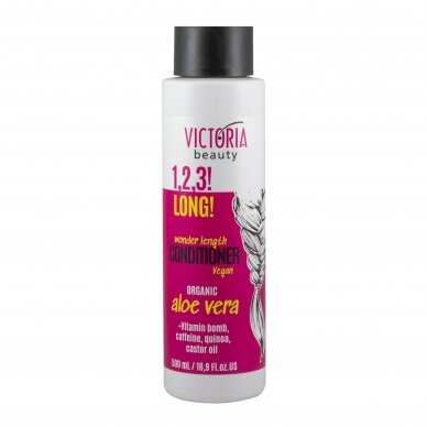 Victoria Beauty 1,2,3! Ilgi! Matu augšanu veicinošs kondicionieris ar organisko alveju, quinoa ekstraktu, kofeīnu un rīcineļļu, 500ml