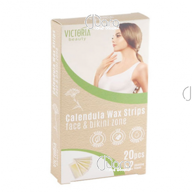 Victoria Beauty depilatory wax strips for the face and bikini area with calendula extract, for sensitive skin, 20 pcs