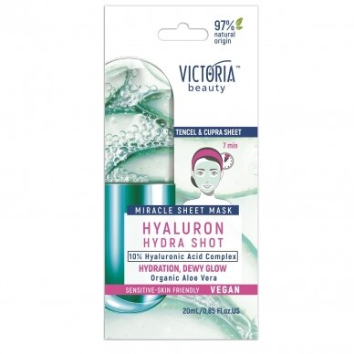 Victoria Beauty Miracle sheet face mask with hyaluronic acid, aloe vera extract and niacinamide, 1pc (20ml)